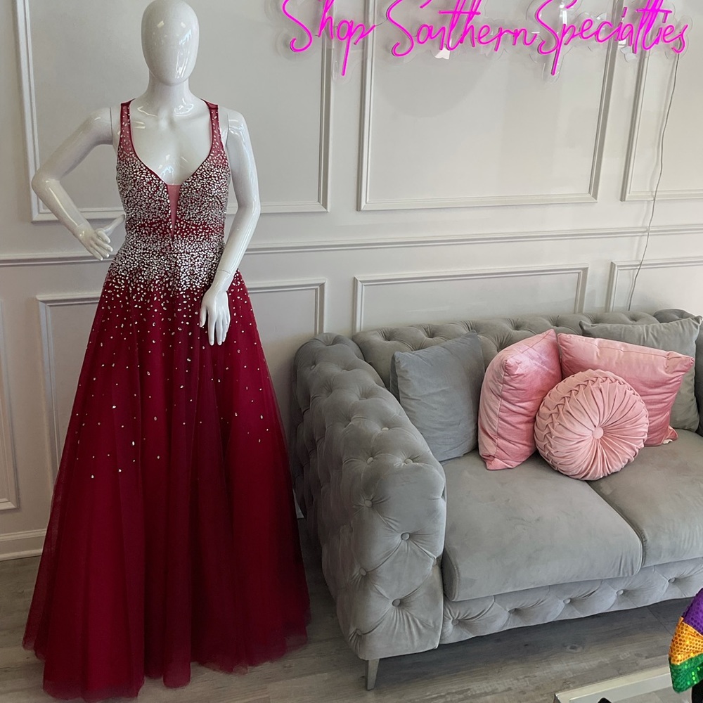 Wine Stella couture dress